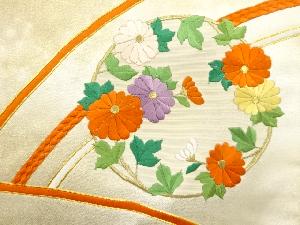 アンティーク　花丸紋様刺繍名古屋帯
